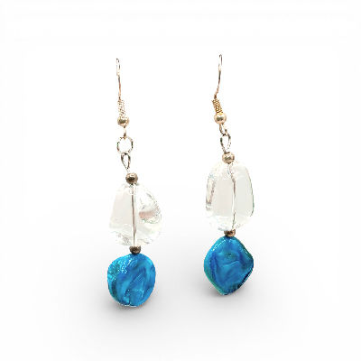 Edelstein Ohrringe mit Bergkristall und Perlmutt, handgefertigt – Pure Light für Klarheit, Ruhe und innere Balance