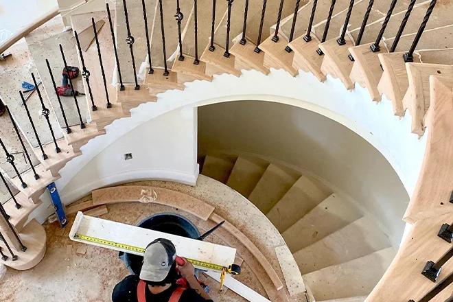 Stair Creations team building interior circular stairs
