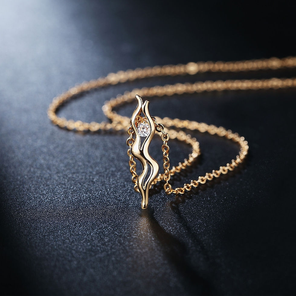 Thumbnail: Gold Necklace for Women with Zirconia Geometric Pendant