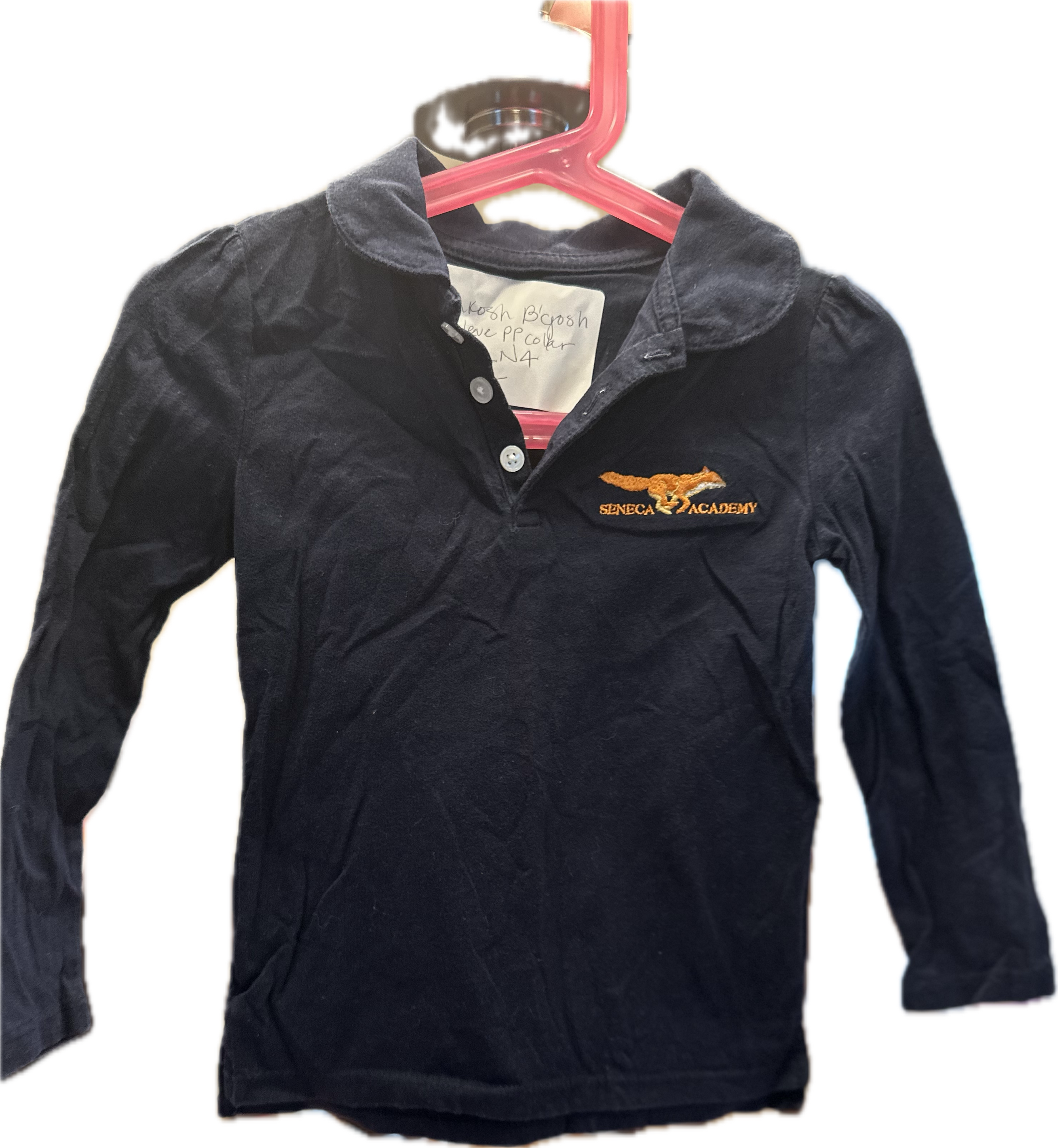 Girls Peter Pan Collar Navy Long Sleeve Polo 4T