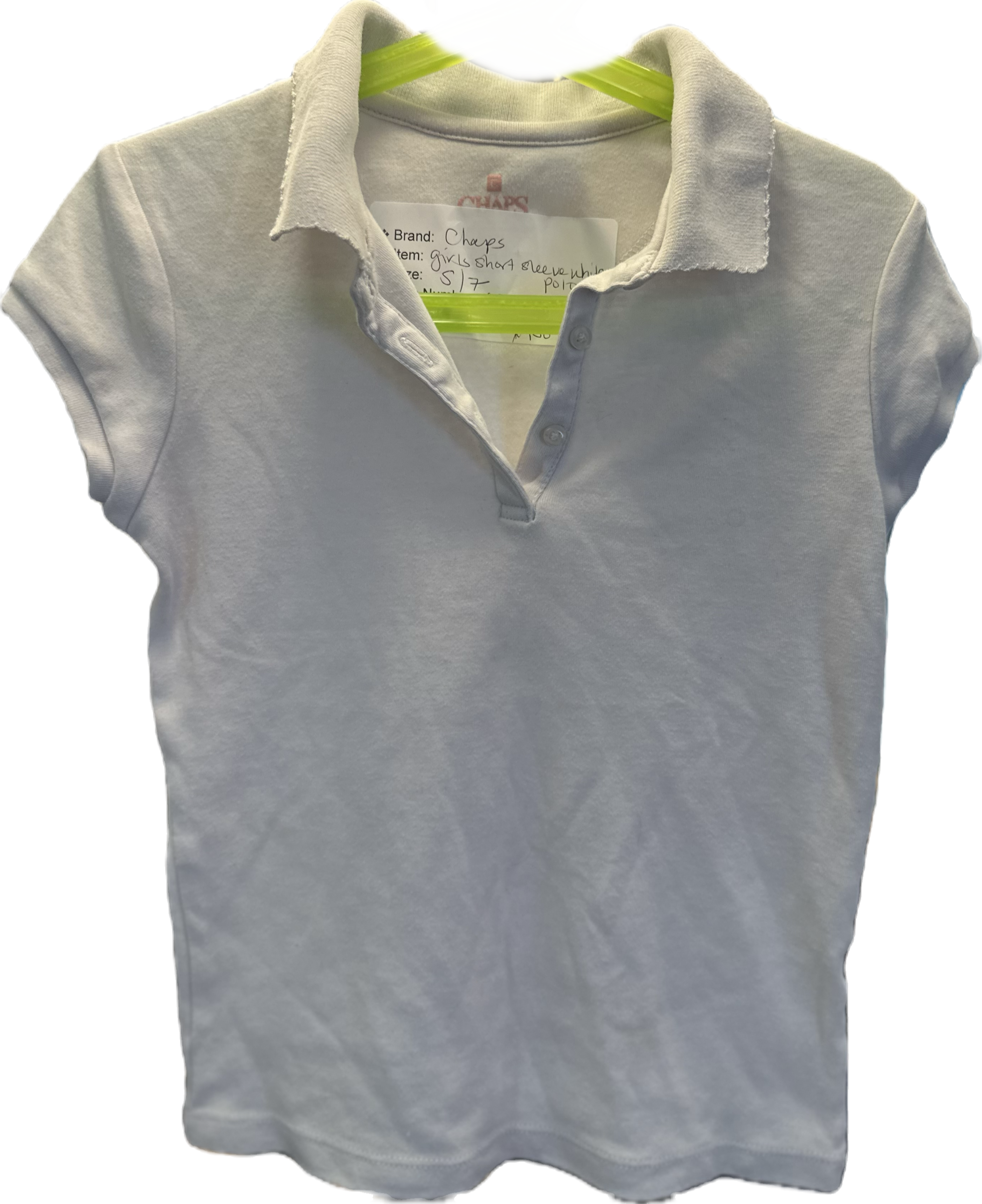 Girls Short Sleeve White Polo S/7