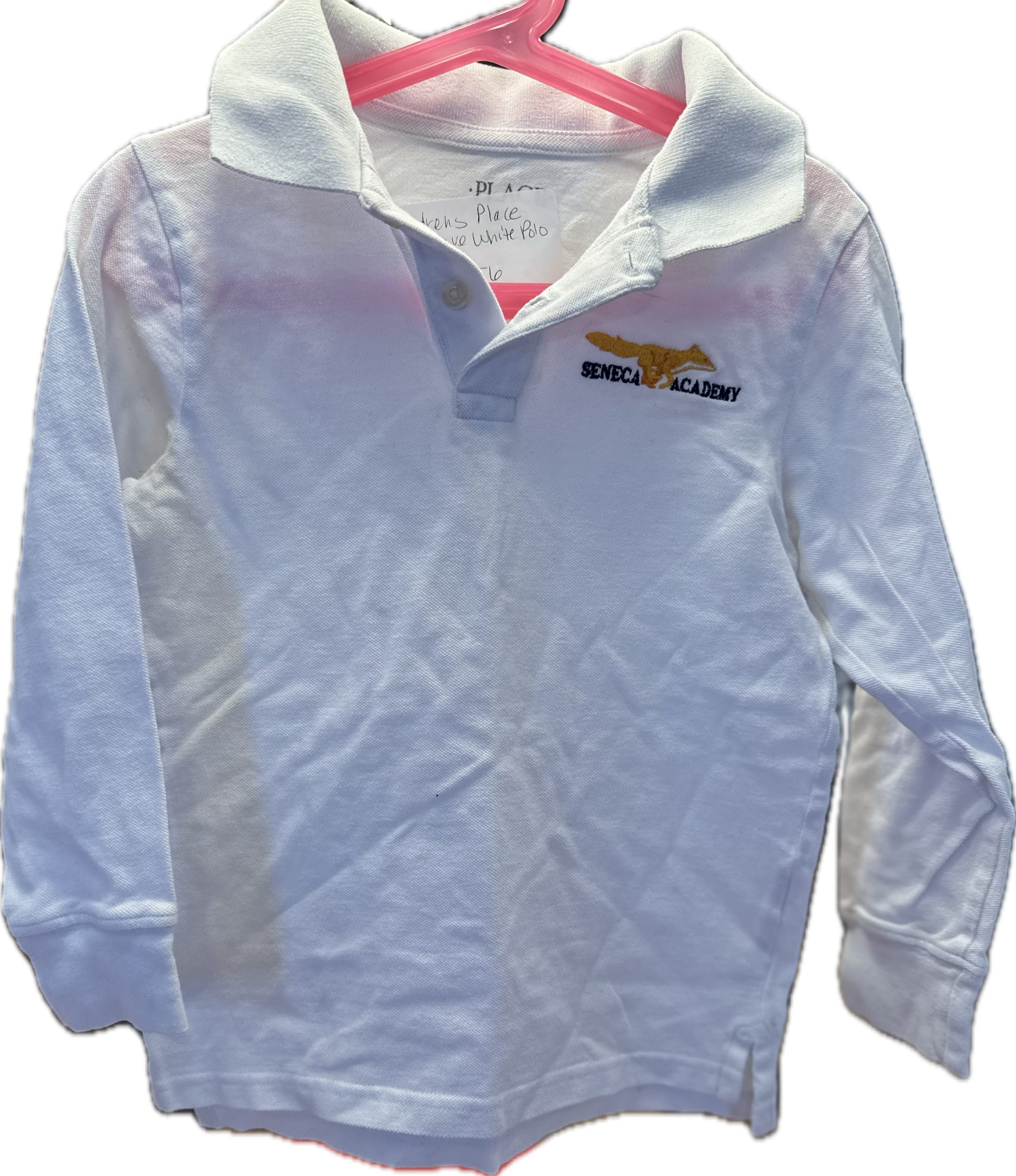 Long Sleeve White Polo S/5-6