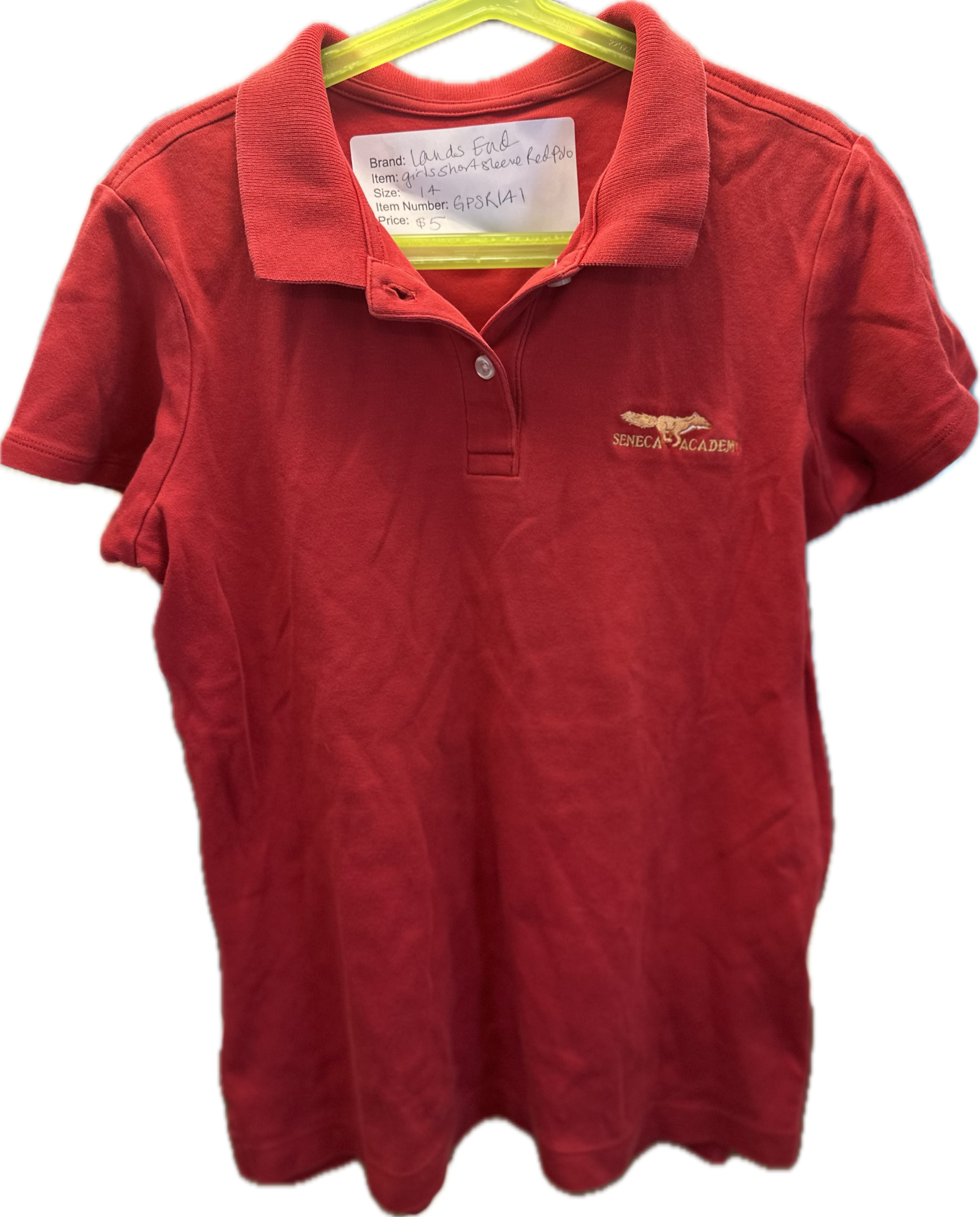 Girls Short Sleeve Red Polo  14