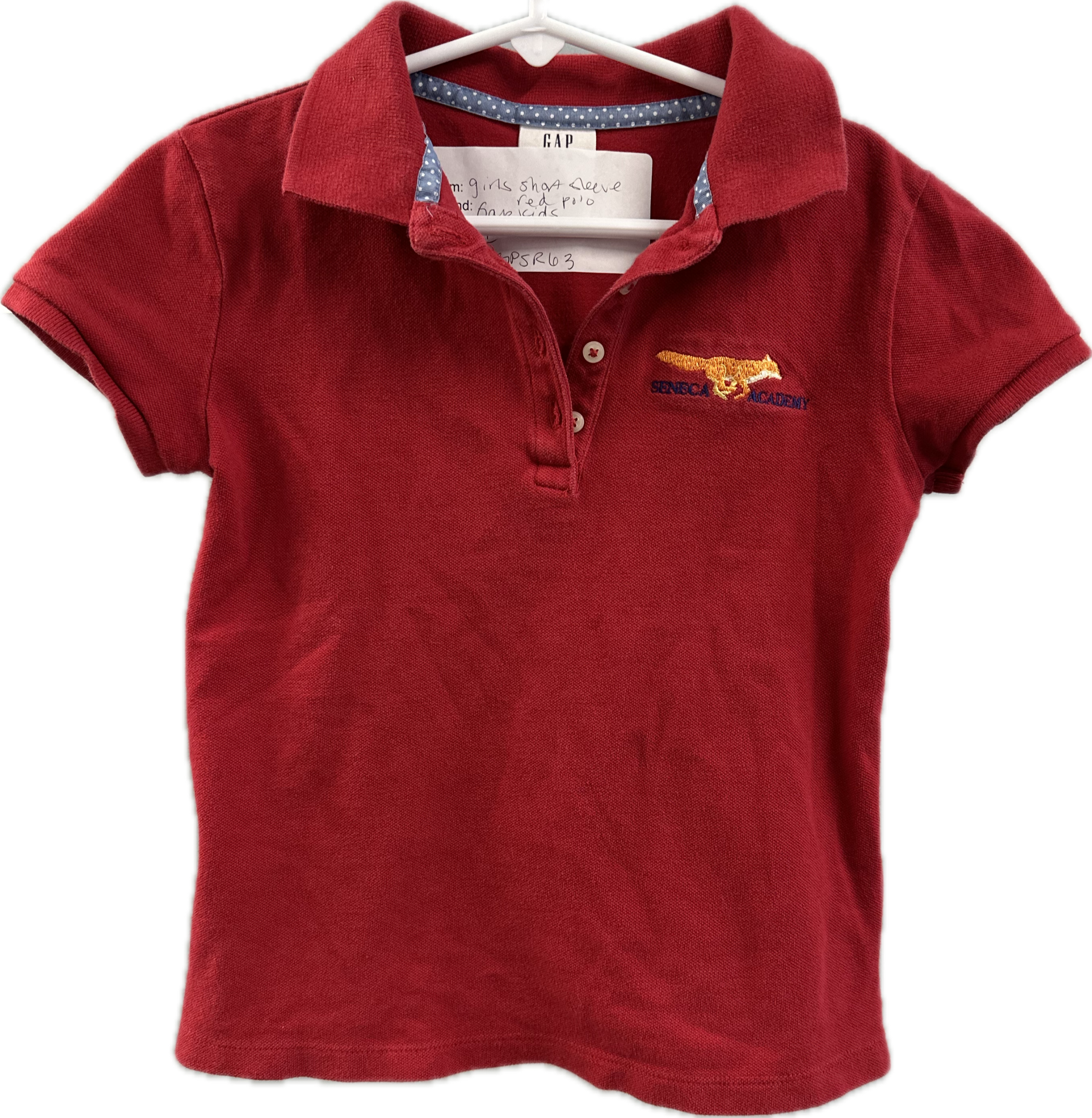 Girls Short Sleeve Red Polo S/6-7
