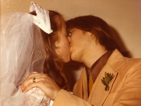 Sharon and Miles's first kiss as a married couple