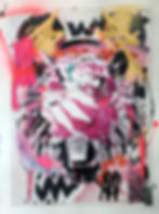 Vibrant tiger art print with graffiti details