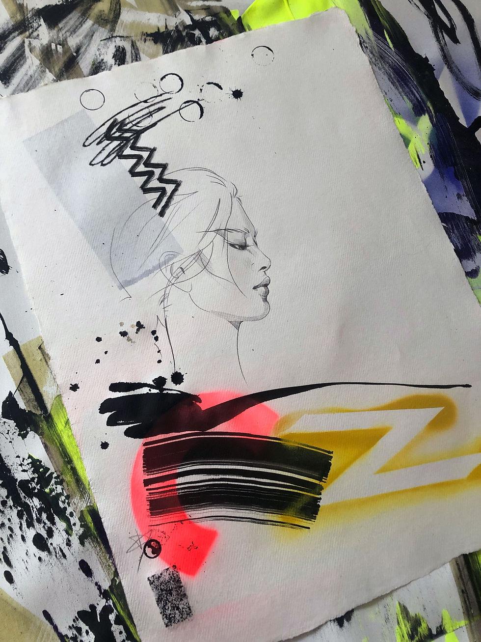 Thumbnail: Abstract fashion illustration: woman's profile, Z design element