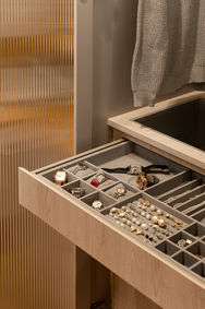 Built-in wardrobe storage in Singapore condo bedroom
