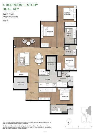 VERDÉ Joo Chiat Floor Plan 4 Bedroom + Study Dual Key Type D1-P