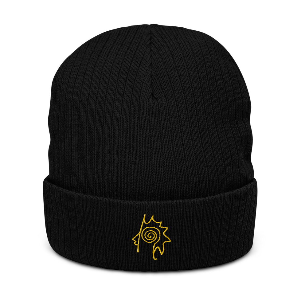 Recycled cuffed beanie (Black & Gold)