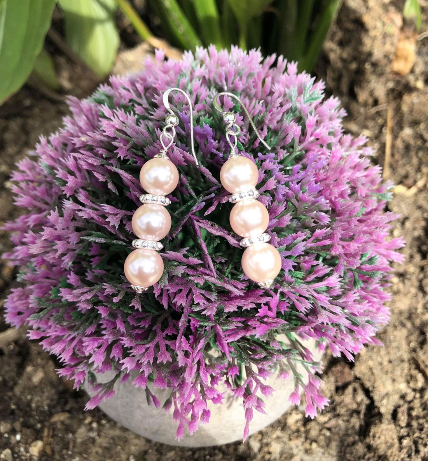 Pearl Drop Earrings,Dangle Earrings.925 Sterling Silver