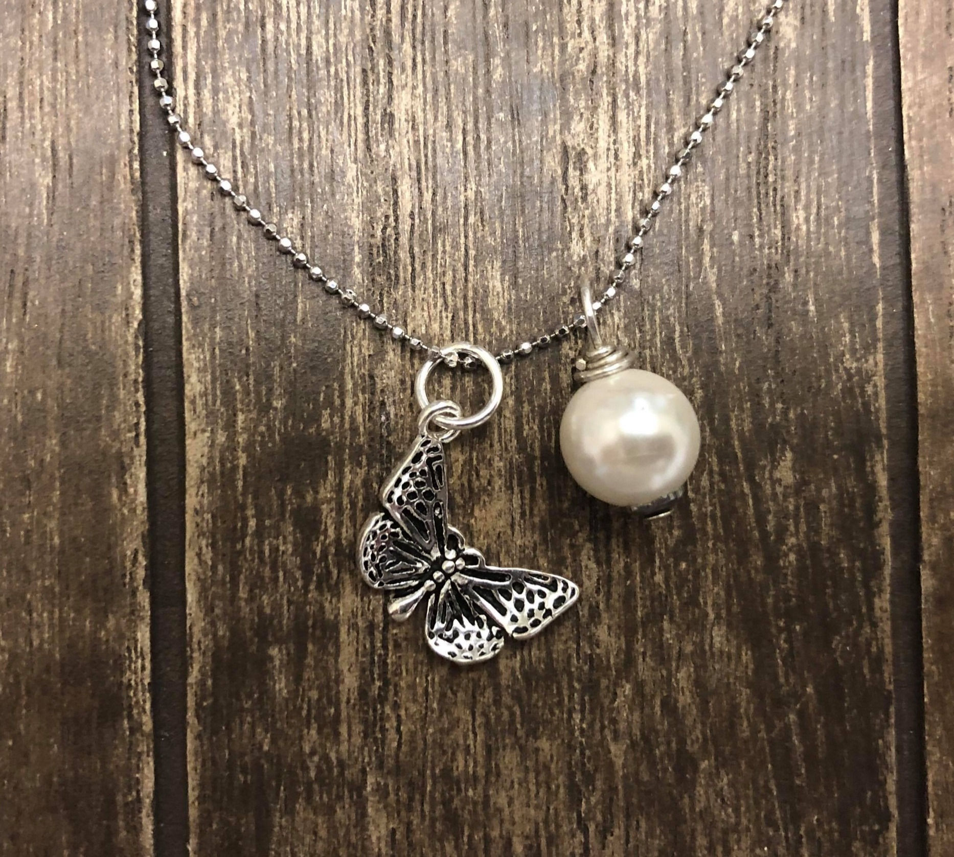 Antique Elegant Butterfly Pendant,925 Sterling Silver.