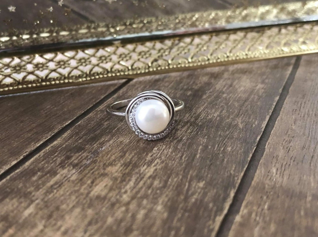 Gorgeous Pearl Swirl Ring Solid 925 Sterling Silver Ring