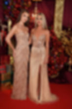 Gold beaded champagne colour prom dress fitted fishtail style