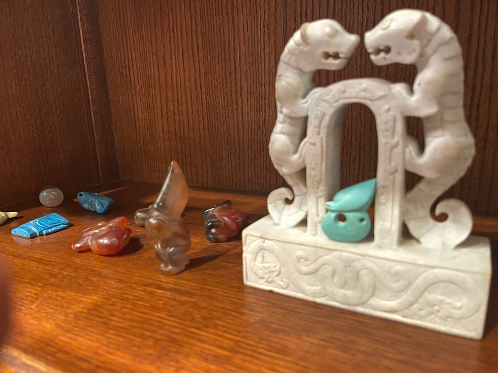 Beautiful ancient jade artifacts on display