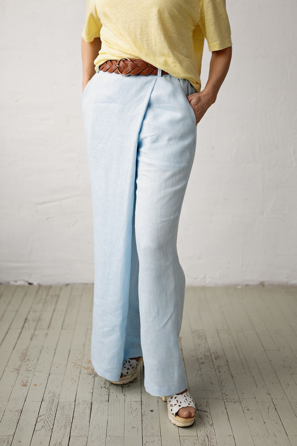 Thumbnail: blue-linen-wrap-trousers