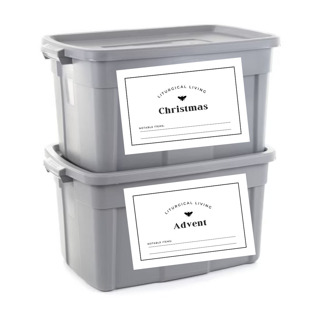 Liturgical Year Decor Storage Bin Signs
