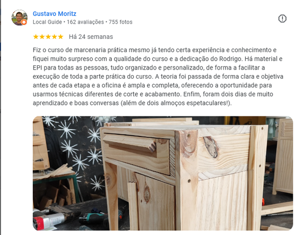 depoimentos de alunos do curso de marcenaria da Era o que Faltava