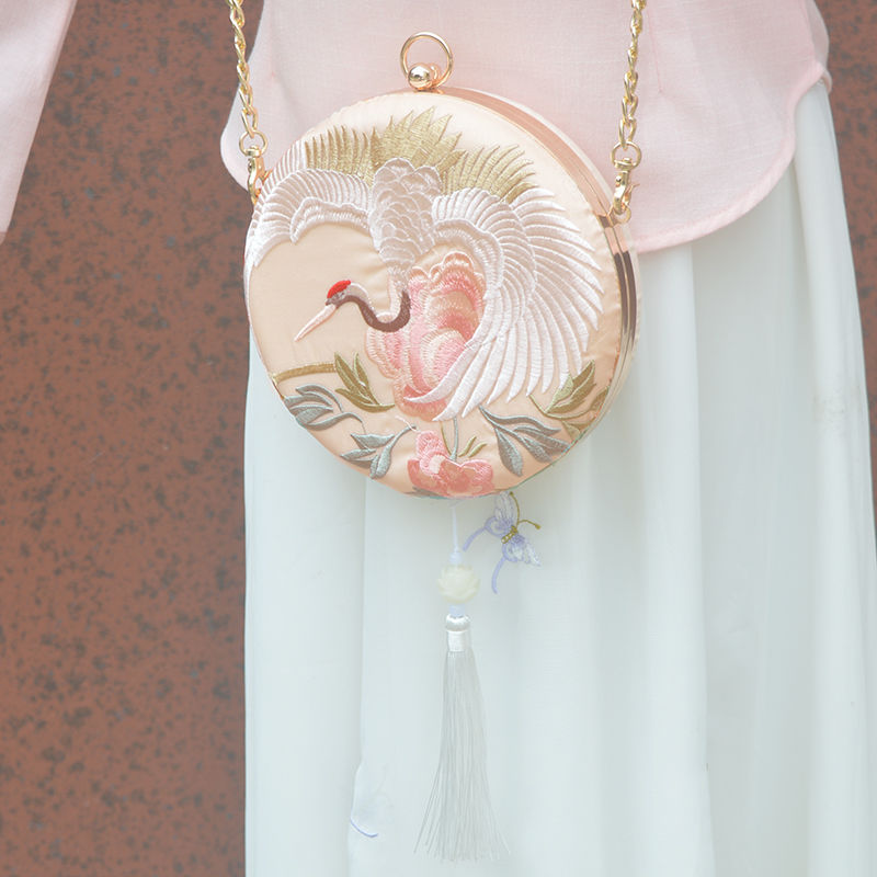 Thumbnail: Imperial Crane Hand Embroidered Hard Shell Purse