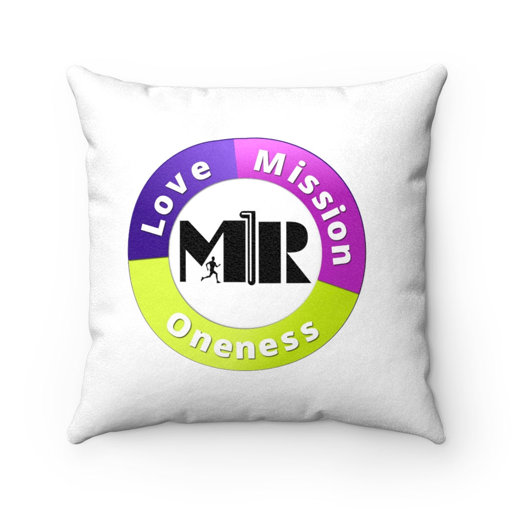 Faux Suede Square Pillow- Love Mission Oneness onesided