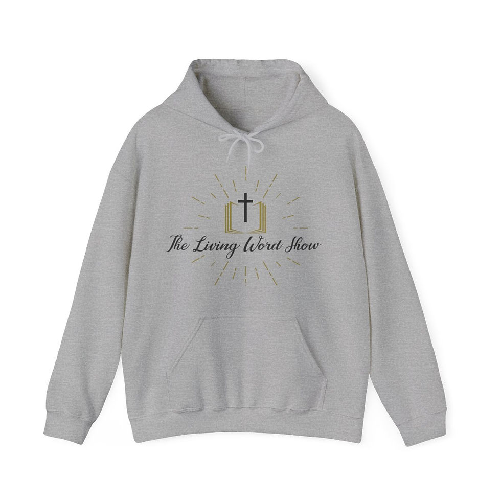 Thumbnail: The Living Word Show | Bible and Cross | Unisex Heavy Blend™ Hooded Sweatshirt
