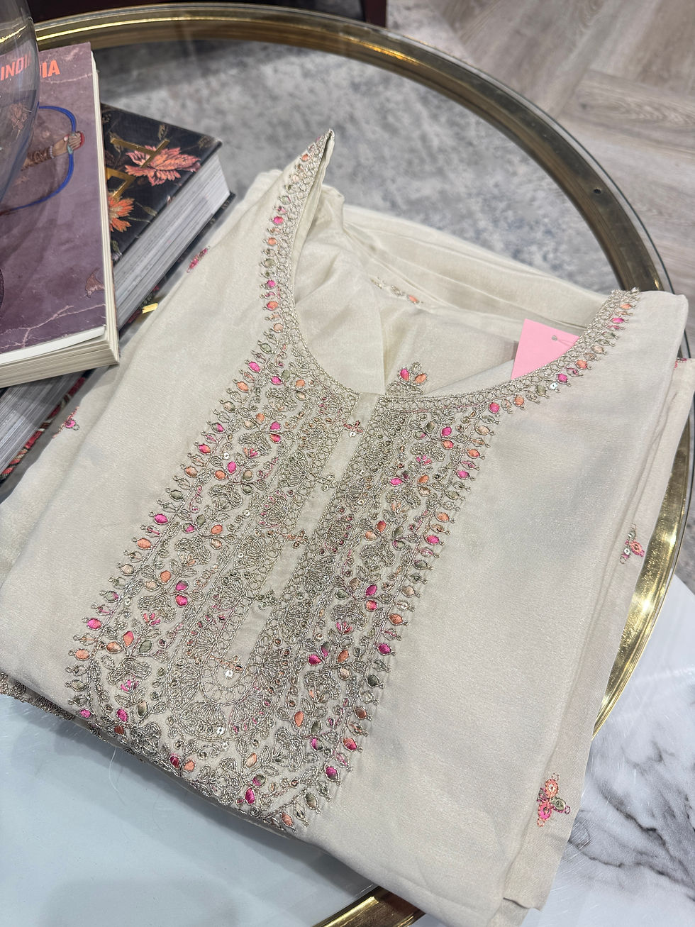 Thumbnail: Creamy Gold Trouser Suit - Size 38