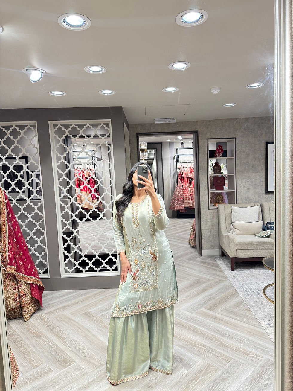 Thumbnail: Light Sage Shimmer Sharara Set - Size 40 & 42