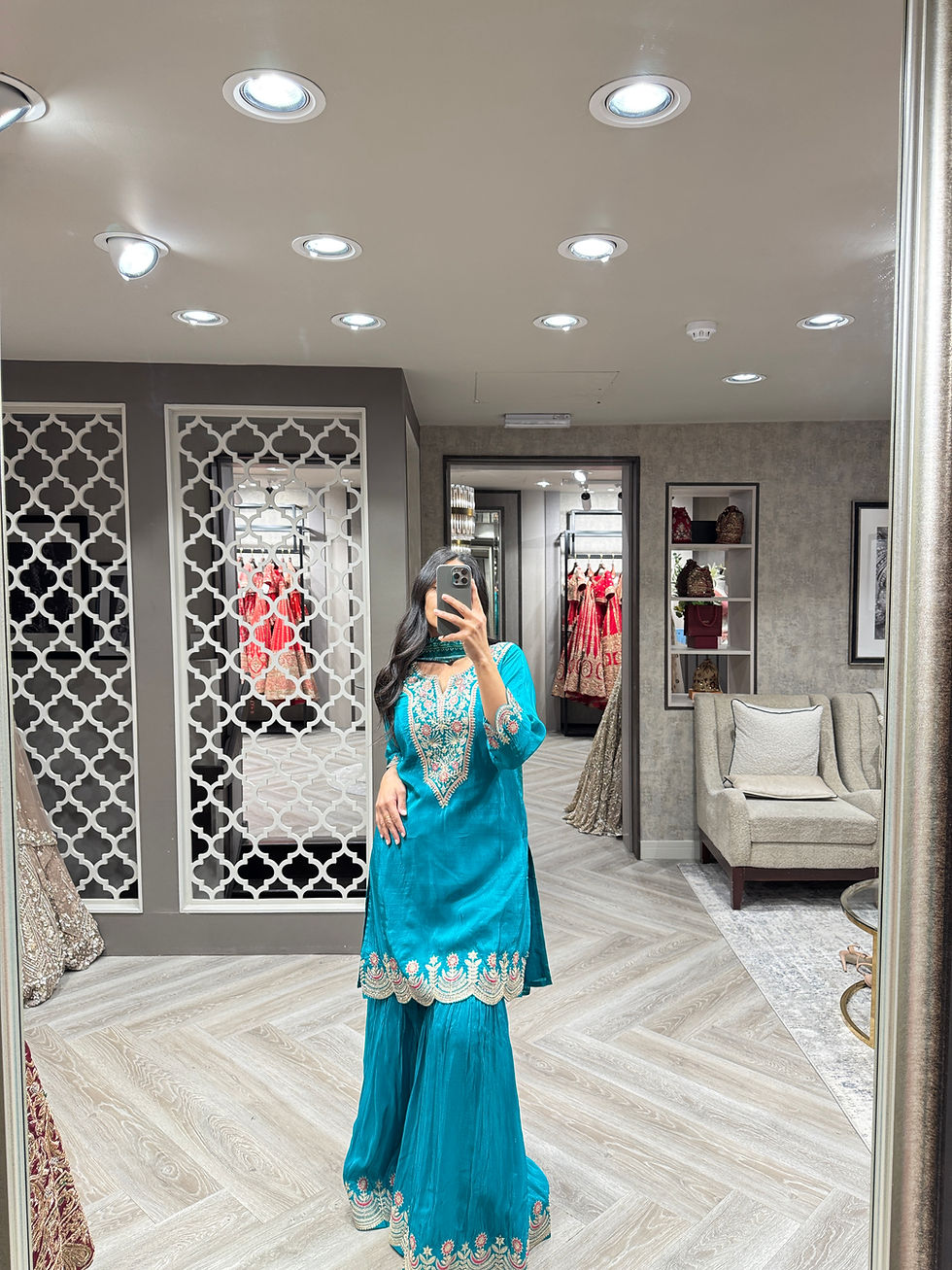 Thumbnail: Peacock Green Sharara Suit - Size 40 : UK 12-14