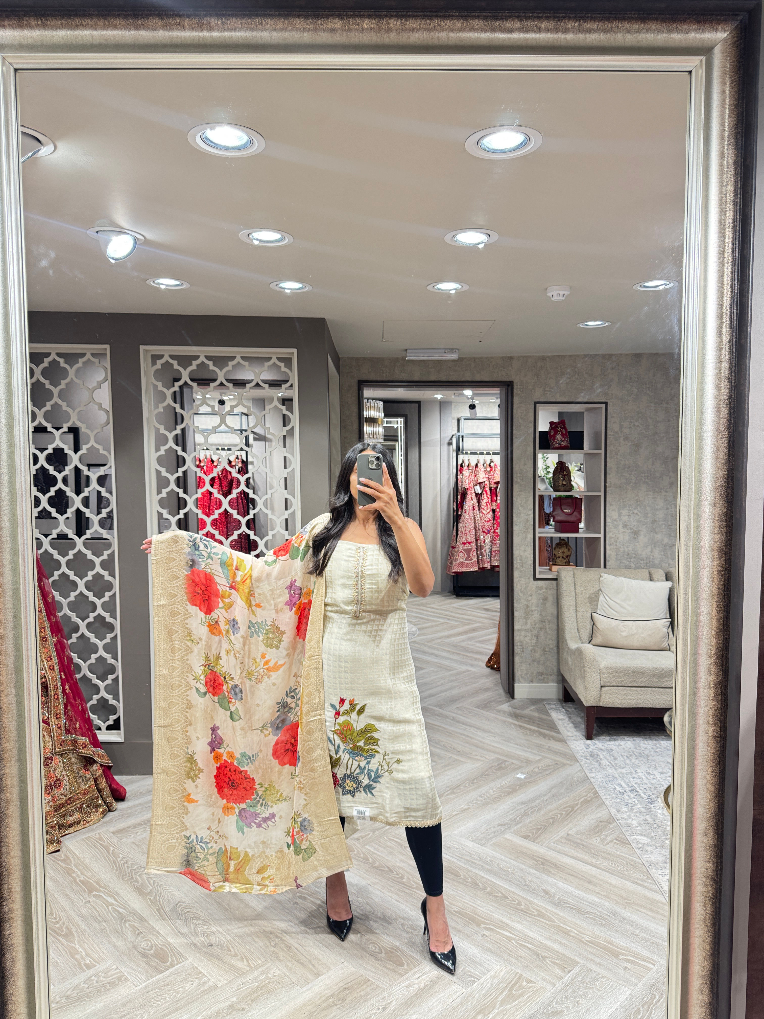 Elegant Floral Unstitched Suit 