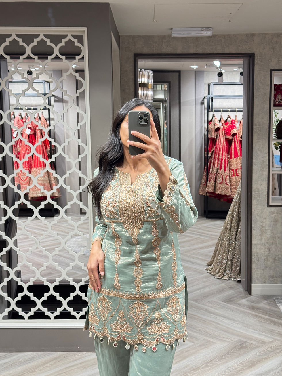 Thumbnail: Embroidered Trouser Suit - Size 38 UK 10-12