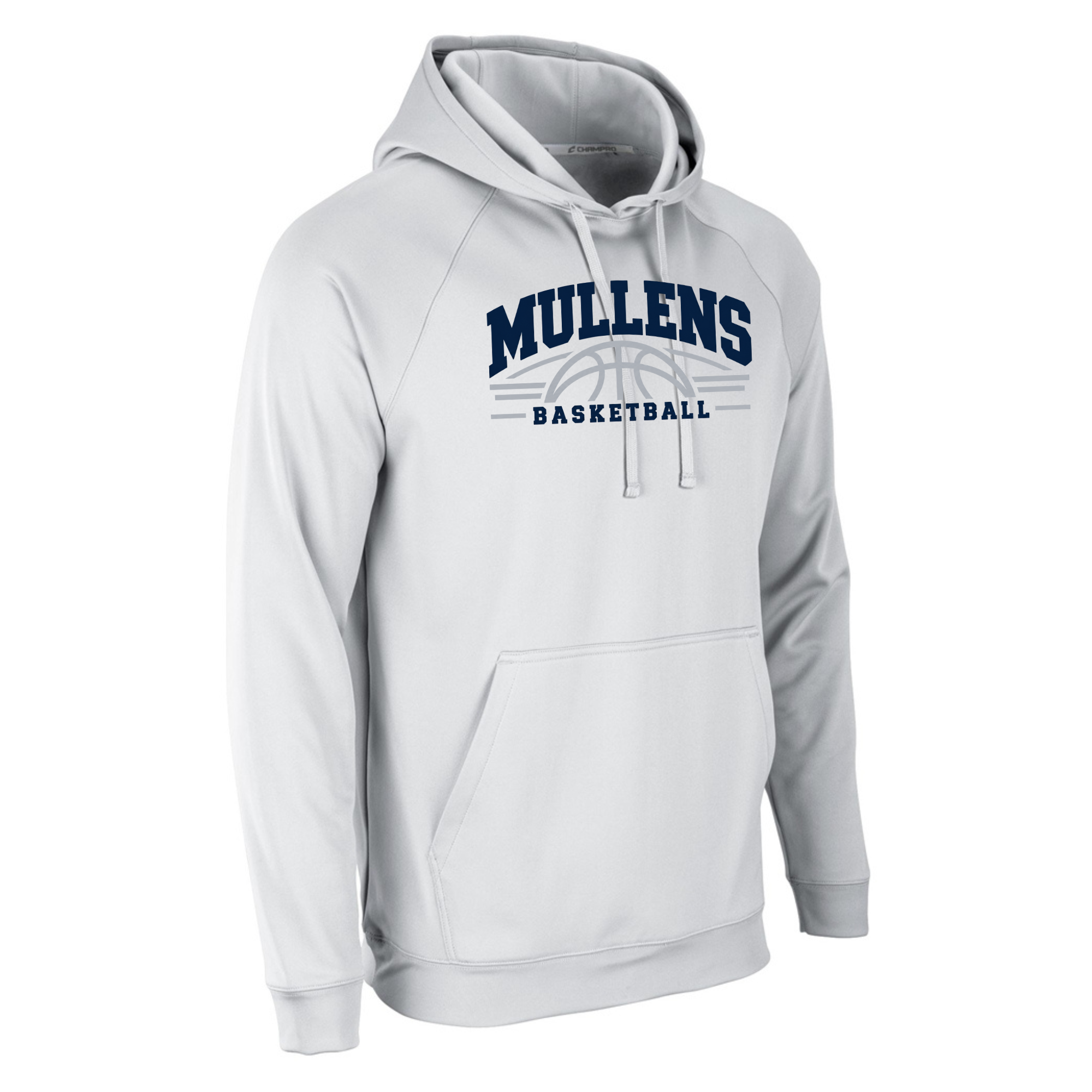 Mullens Youth Basketball White Champro Fleece Hoodie