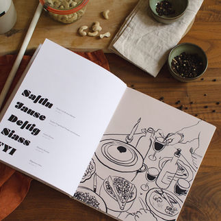 Editorial Design für veganes Kochbuch mit handgezeichneten Illustrationen und moderner Typografie – Buchgestaltung und Grafikdesign