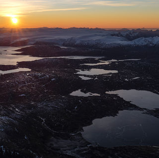 Norge Norway Nordland Aerial Lars Westvig Gildeskål Flyfoto Láhko nasjonalpark. Svartisen Seglvannet Svalvannet Fiskevannet Storglomvannet.