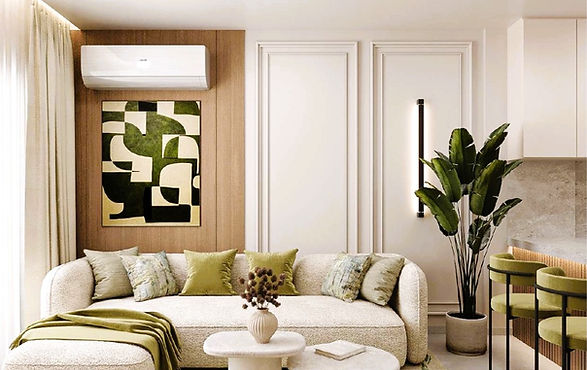 Zona living con divano nel trilocale del Residence Corallo a Port Ghalib