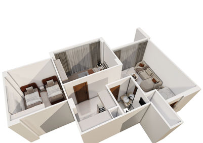 pianta tridimensionale appartamento Trilocale Port Ghalib residence Al Samman