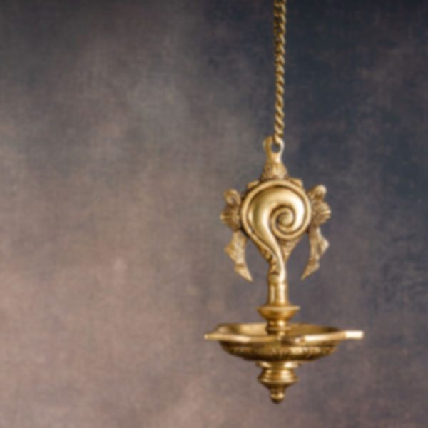 Brass Shankh Antique  Hanging Oil Lamp