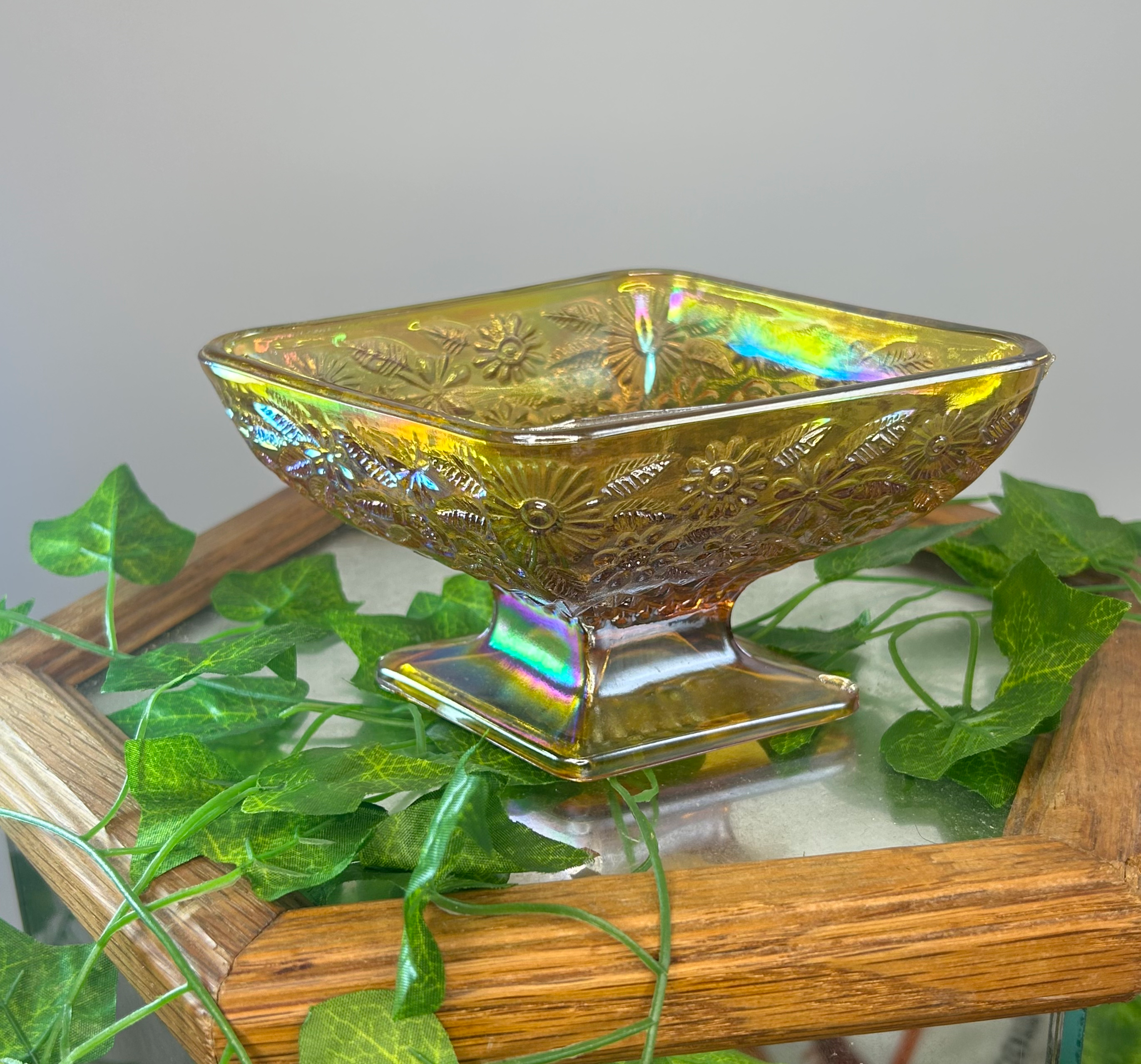 Vintage Diamond Shaped Carnival Glass Dish