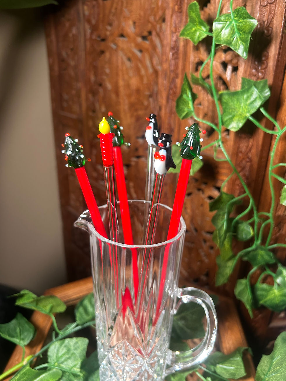 Thumbnail: Vintage Glass Cocktail Stirrers - Holiday