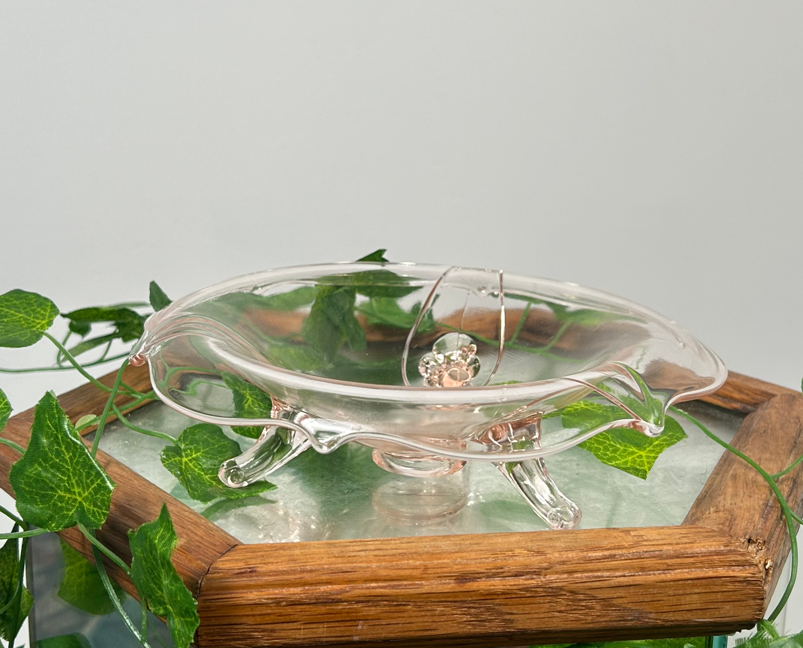 Light Pink Footed Depression Glass Dish