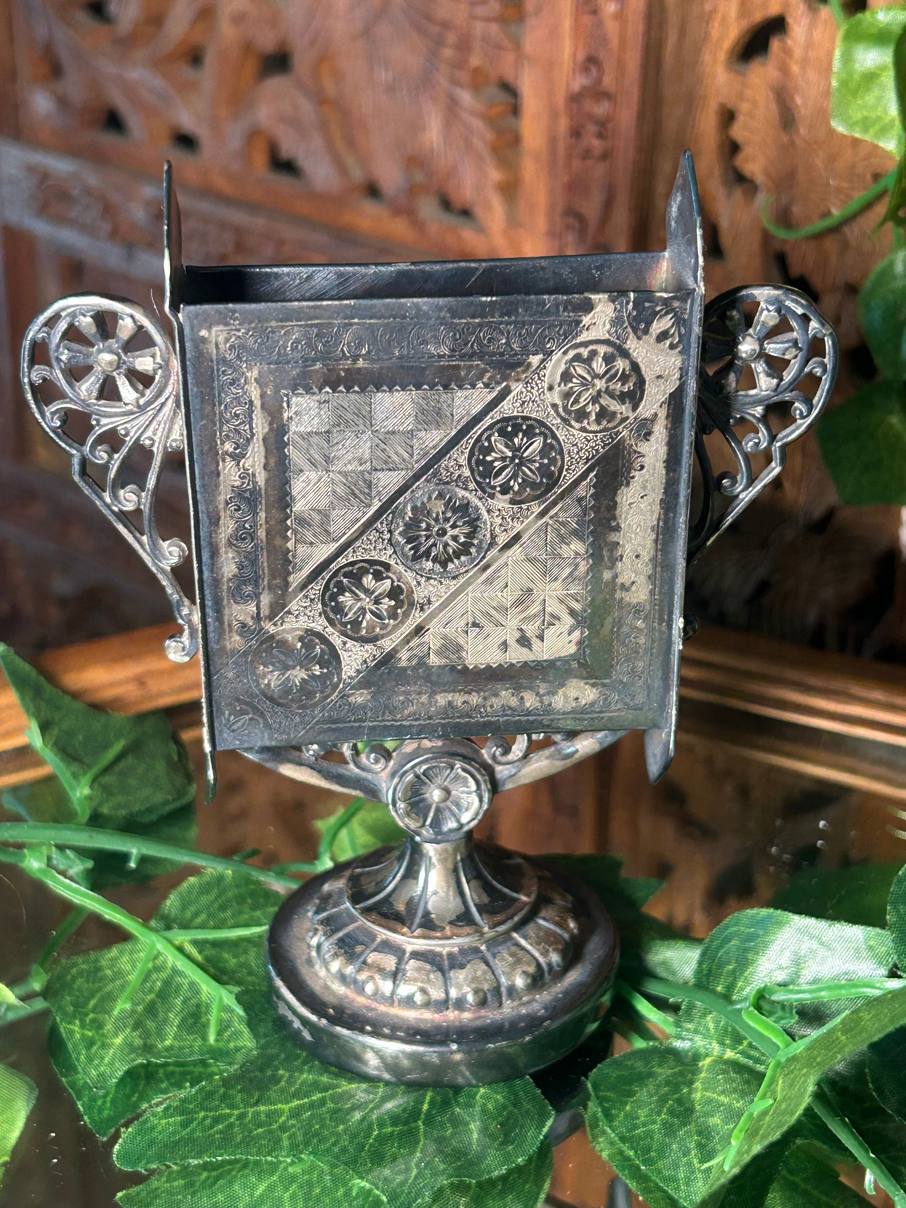 James W. Tufts Ornate Silver Plated Matchbox Holder