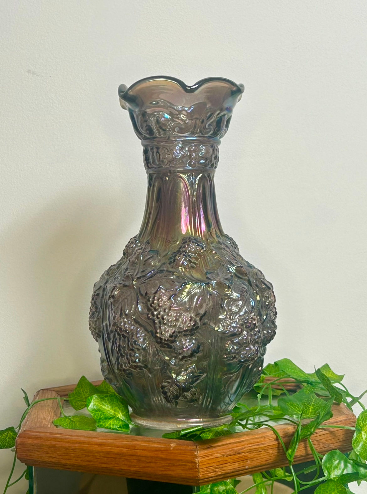 Vintage Loganberry Carnival Glass Vase