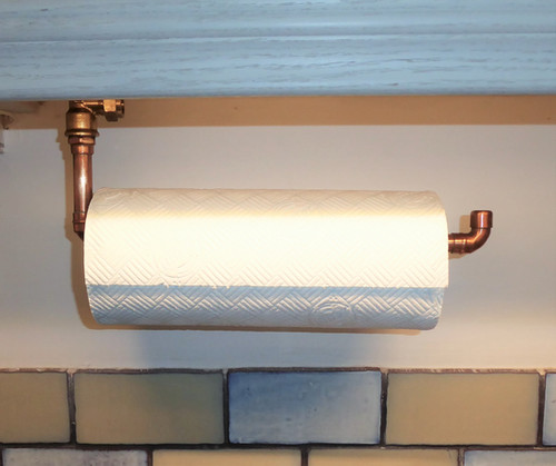Copper Kitchen roll holder with chrome / brass fittings | Burnside Design