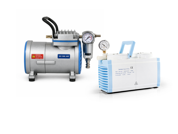เครื่องมือวัดเเละเครื่องมือวิเคราะห์ vacuum pumps with pressure gauges.