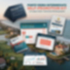 Ponte Vedra Intermediate Self-Promotion Kit mockup with 90-day calendar, email sequences, and performance dashboard