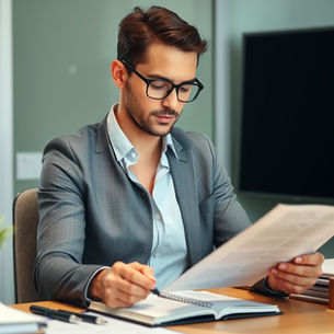 Realtor planning content on a calendar or notebook