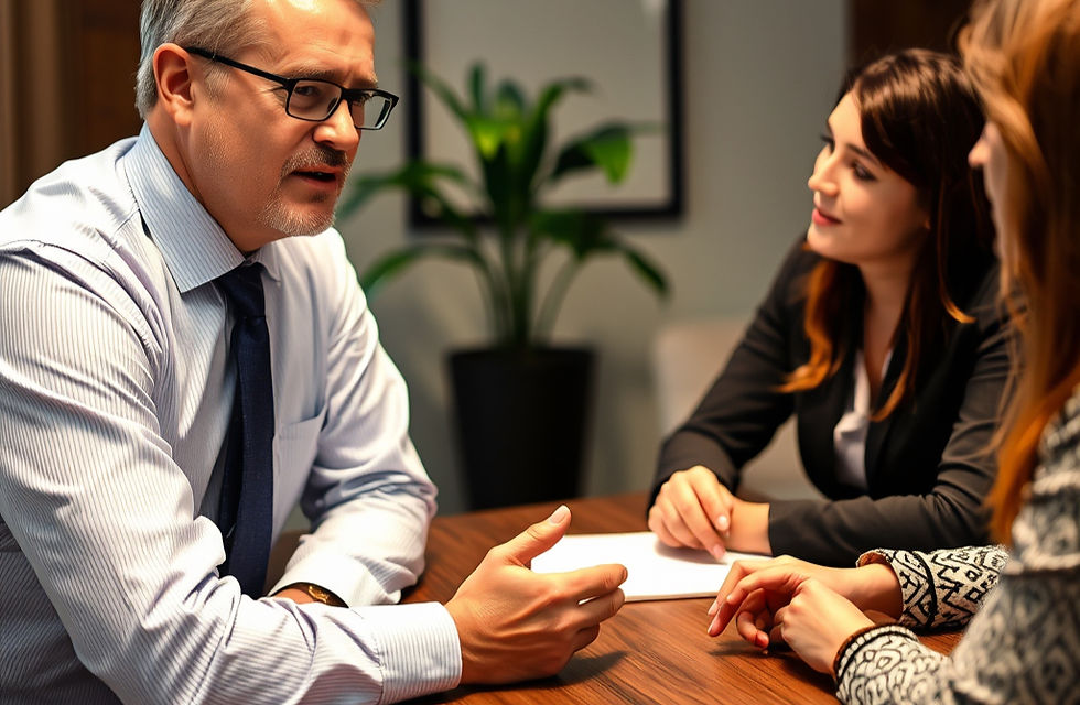 Realtor presenting or explaining something to clients