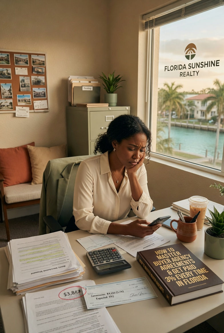 Frustrated female real estate agent looking at her phone and wondering why her business is not gaining traction