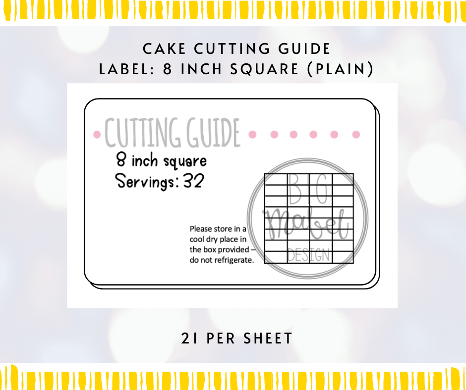 Thumbnail: Cake Cutting Guide Labels: Square Cakes