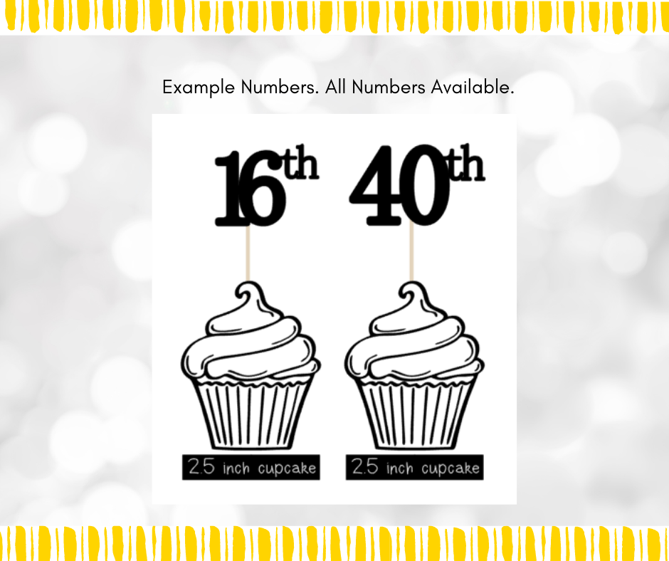 Thumbnail: Number + Ordinal Cupcake Topper (plain font)