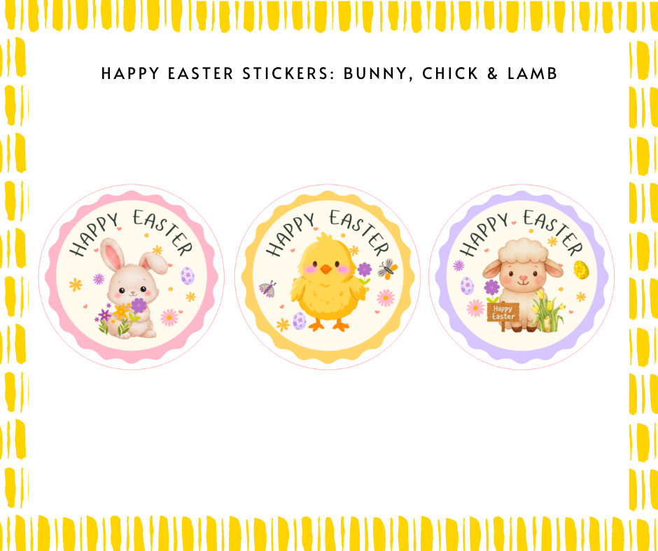 Thumbnail: Happy Easter Stickers: Bunny, Chick & Lamb